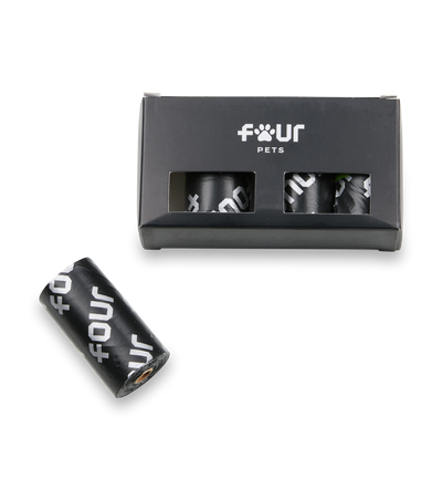 FOUR Pets 4 Pack Poopbag Black