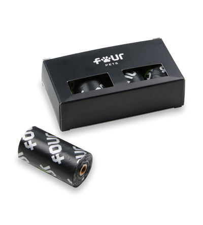 FOUR Pets 4 Pack Poopbag Black
