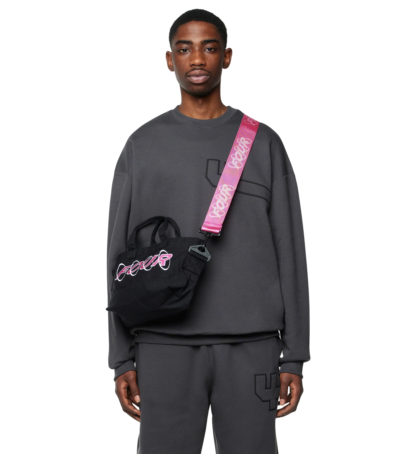 Circles Embroidery Shopper White/ Pink