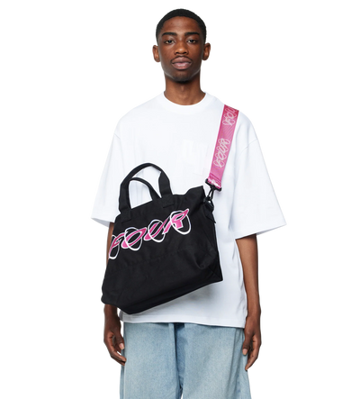 Circles Embroidery Shopper White/ Pink