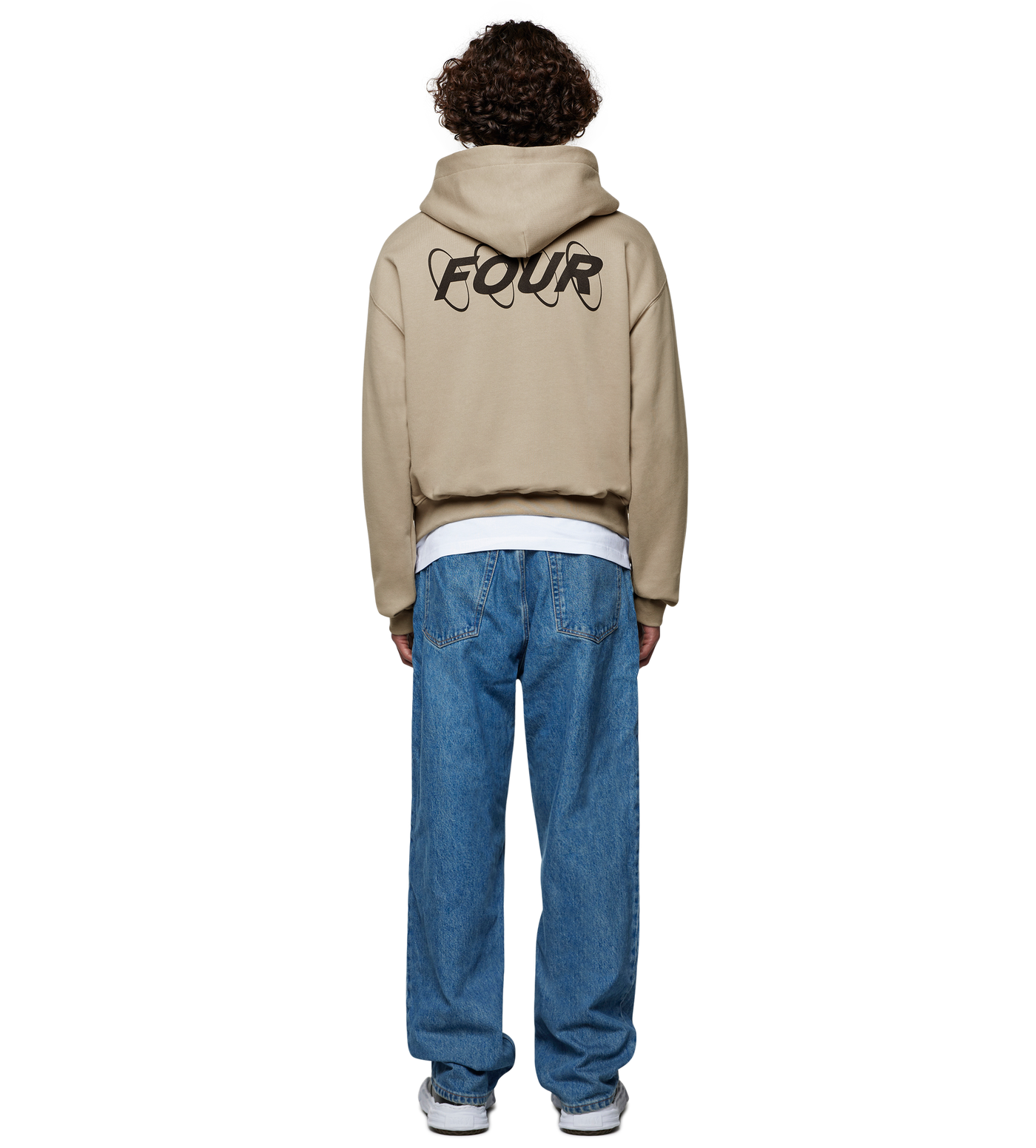 Circles Boxy Zip Up Hoodie Vintage Khaki 