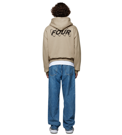 Circles Boxy Zip Up Hoodie Vintage Khaki 