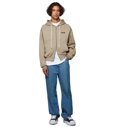 Circles Boxy Zip Up Hoodie Vintage Khaki 