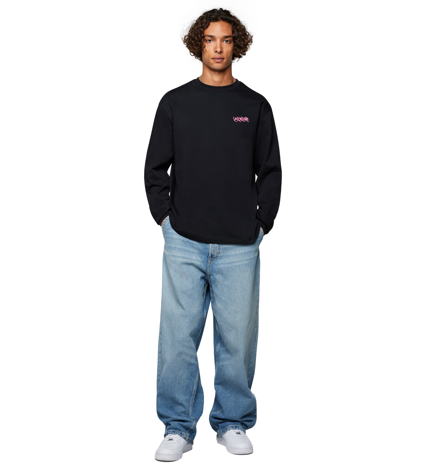 Circles Longsleeve T-shirt Black/ Pink