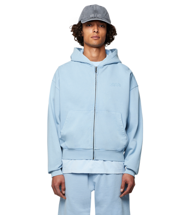 Circles Zip Up Hoodie Washed Ice Blue