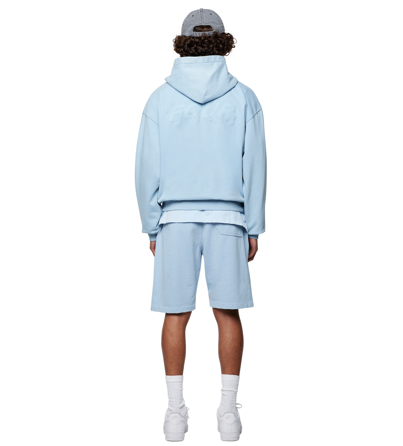 Circles Zip Up Hoodie Washed Ice Blue