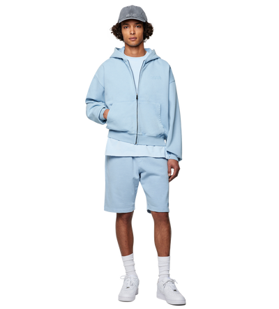 Circles Zip Up Hoodie Washed Ice Blue