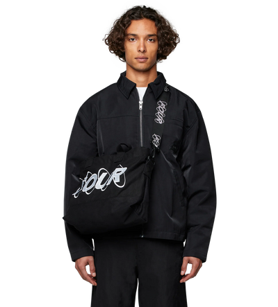 Circles Embroidery Shopper White