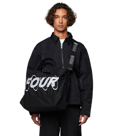 Circles Embroidery Shopper White