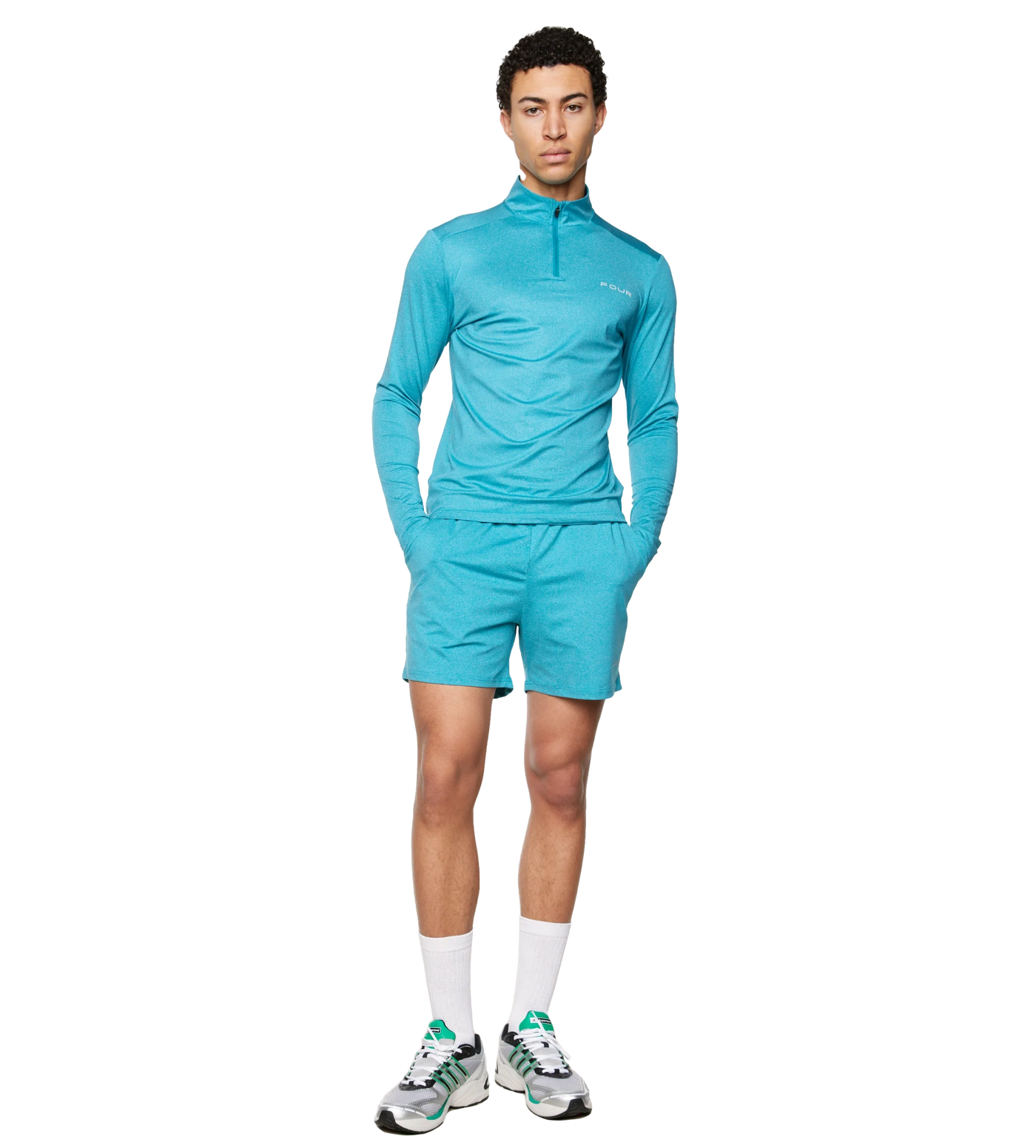 Sportswear Half Zip Melange Ocean Blue