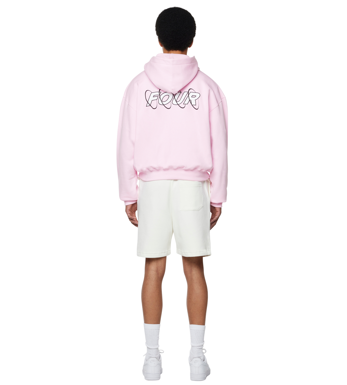 Circles Boxy Zip Up Hoodie Soft Pink/ White