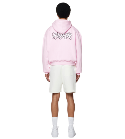 Circles Boxy Zip Up Hoodie Soft Pink/ White