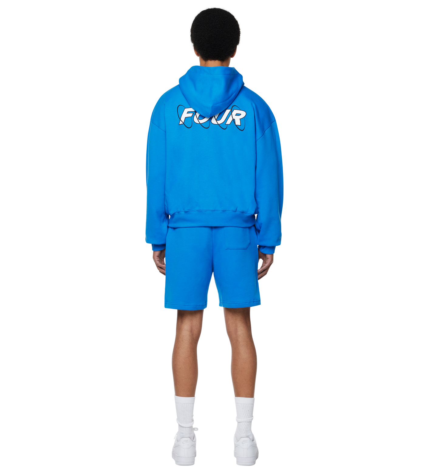 Circles Boxy Zip Up Hoodie Princess Blue/ White