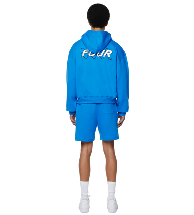 Circles Boxy Zip Up Hoodie Princess Blue/ White