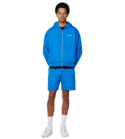 Circles Boxy Zip Up Hoodie Princess Blue/ White