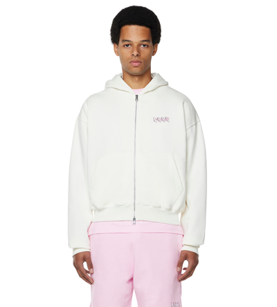 Circles Boxy Zip Up Hoodie Cannoli Cream/ Soft Pink