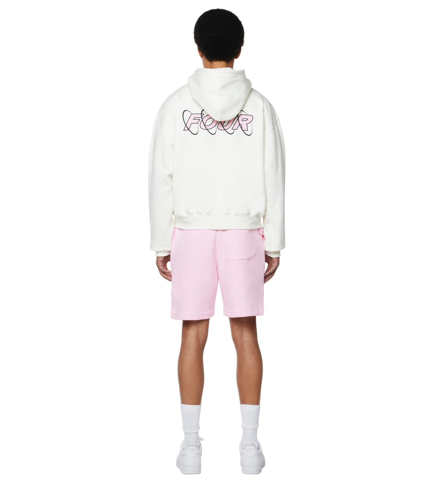 Circles Boxy Zip Up Hoodie Cannoli Cream/ Soft Pink