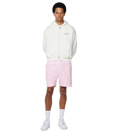 Circles Boxy Zip Up Hoodie Cannoli Cream/ Soft Pink