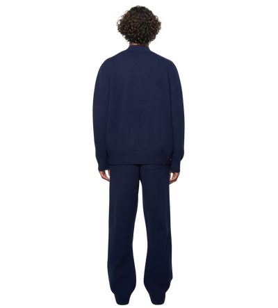 Knitted Crewneck Marine Blue/ White