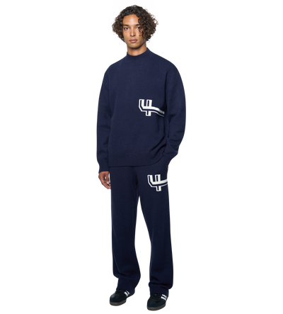 Knitted Crewneck Marine Blue/ White
