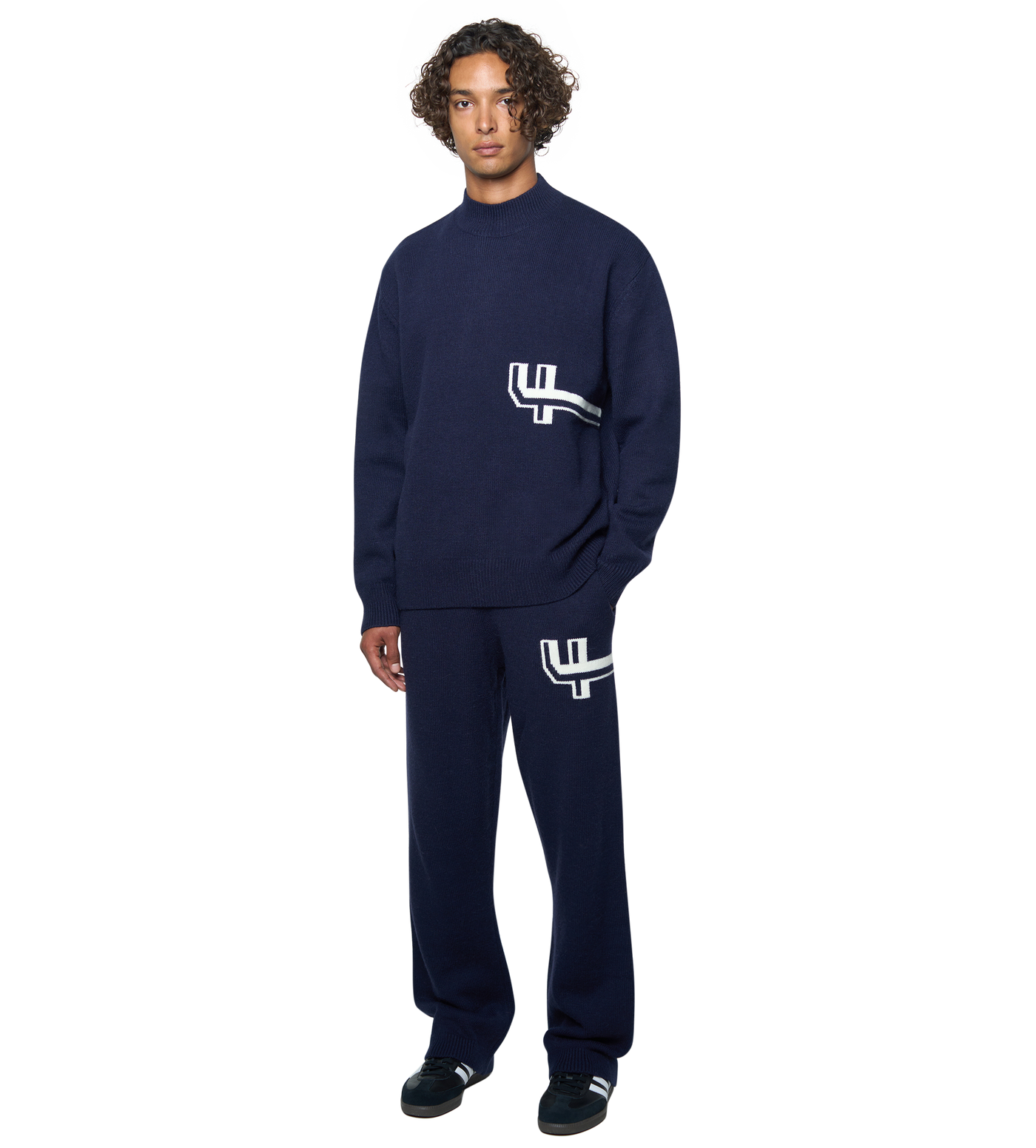 Knitted Pants Marine Blue/ White