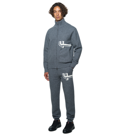 Knitted Pants Cuffed Dark Grey/ White