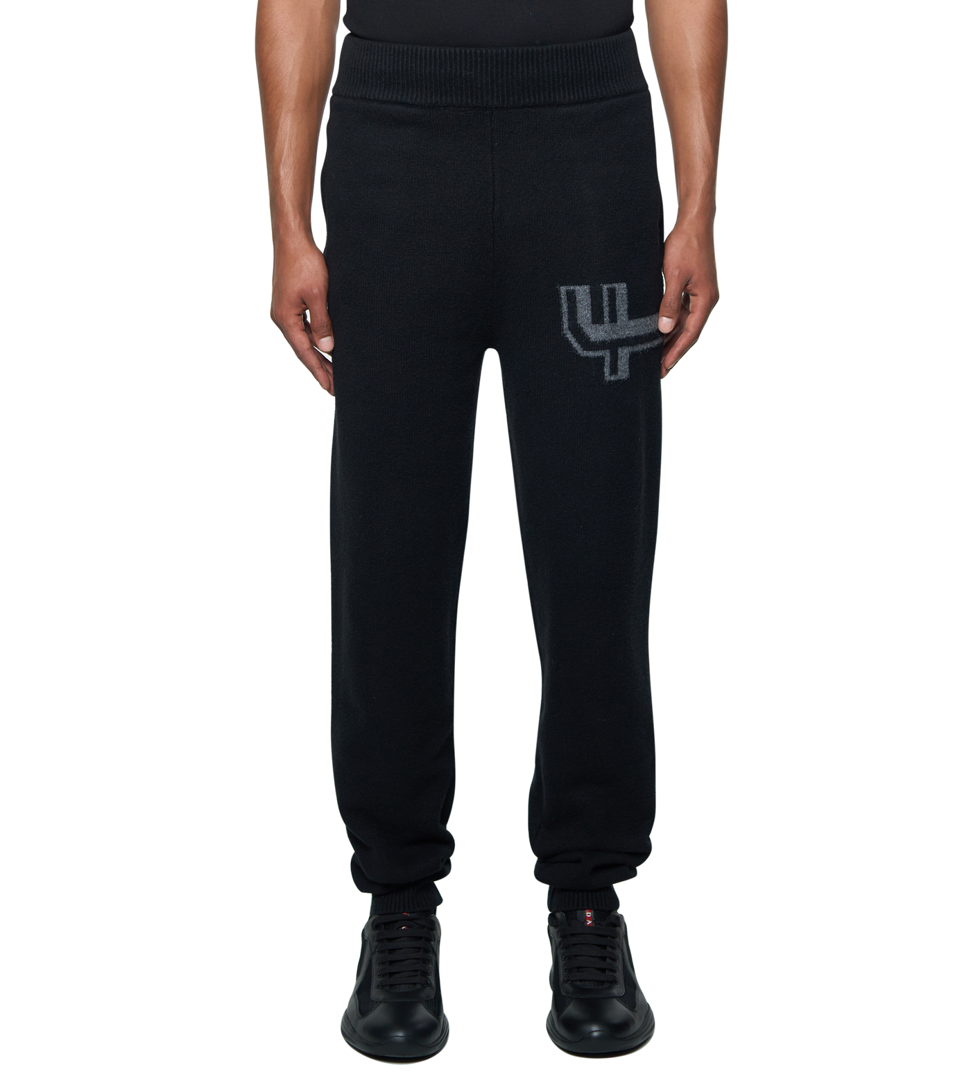 Knitted Pants Cuffed Black/ Dark Grey