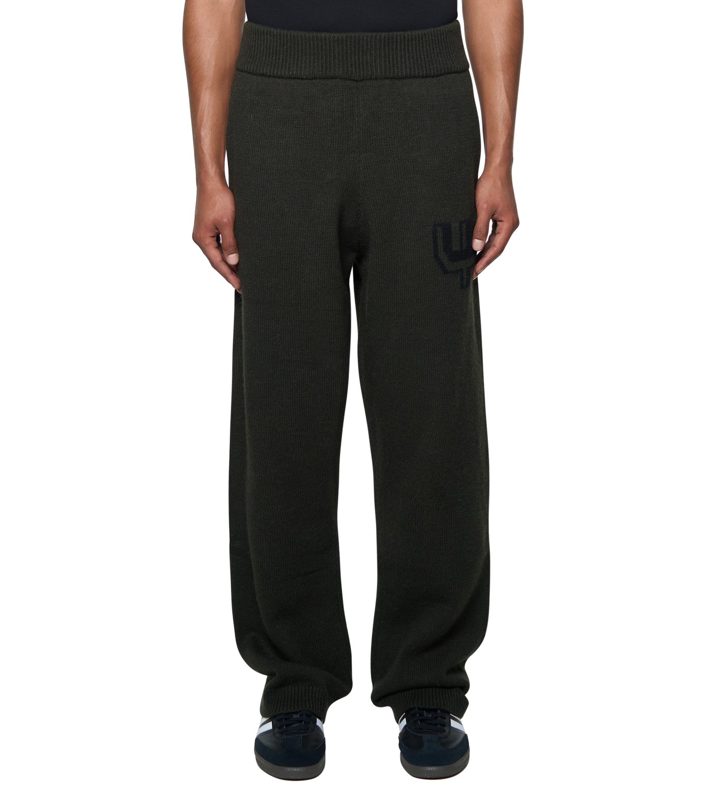 Knitted Pants Dark Green/ Black