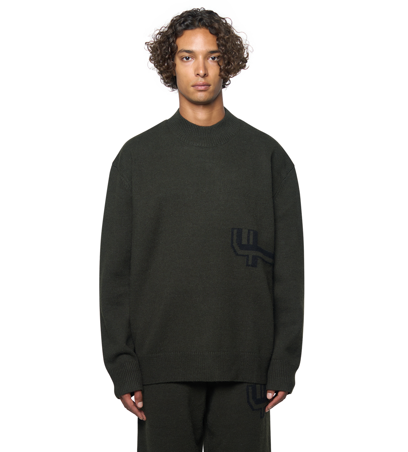 Knitted Crewneck Dark Green/ Black