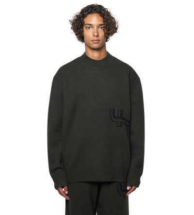 Knitted Crewneck Dark Green/ Black
