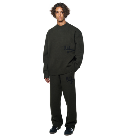 Knitted Pants Dark Green/ Black