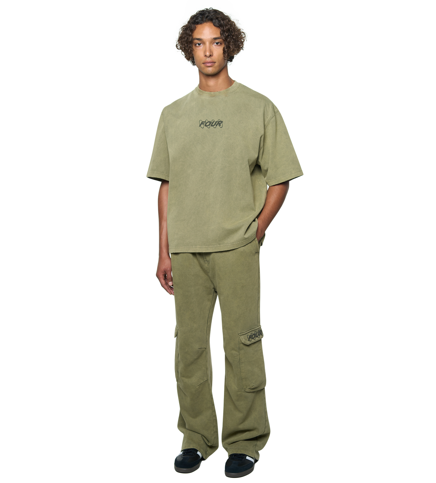 Circles Cargo Sweatpants Washed Moss Green