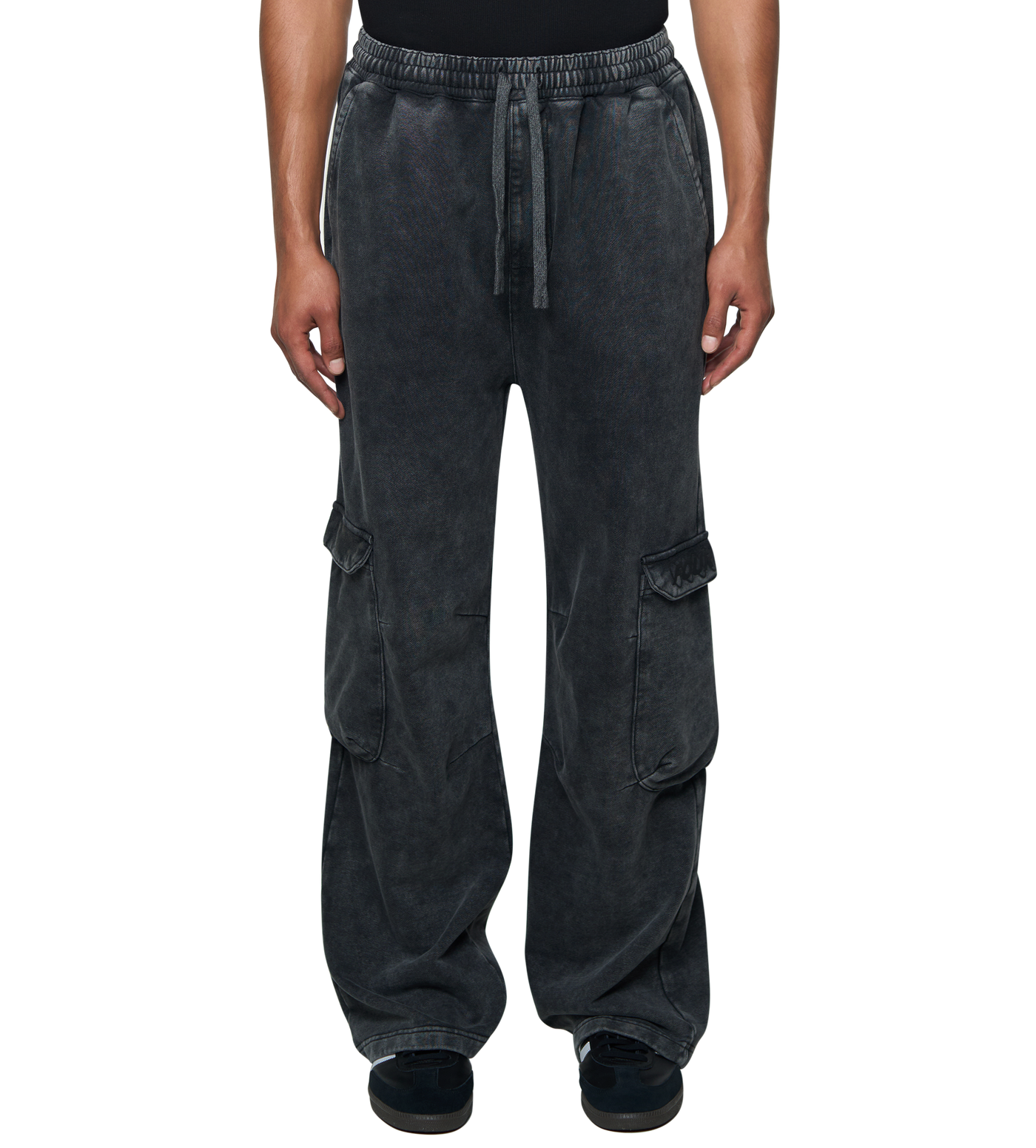 Circles Cargo Sweatpants Washed Black