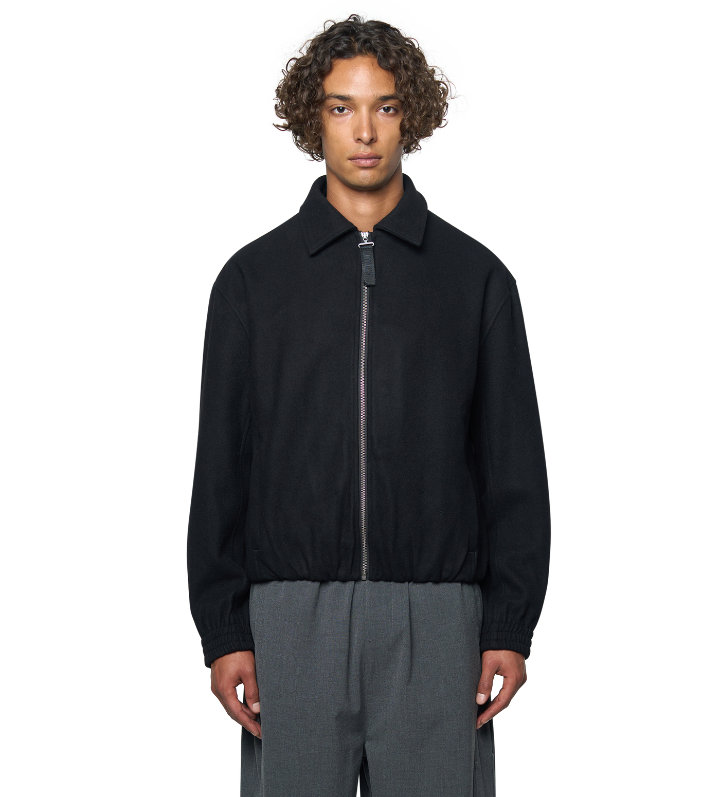 Logo Wool Square Jacket Black