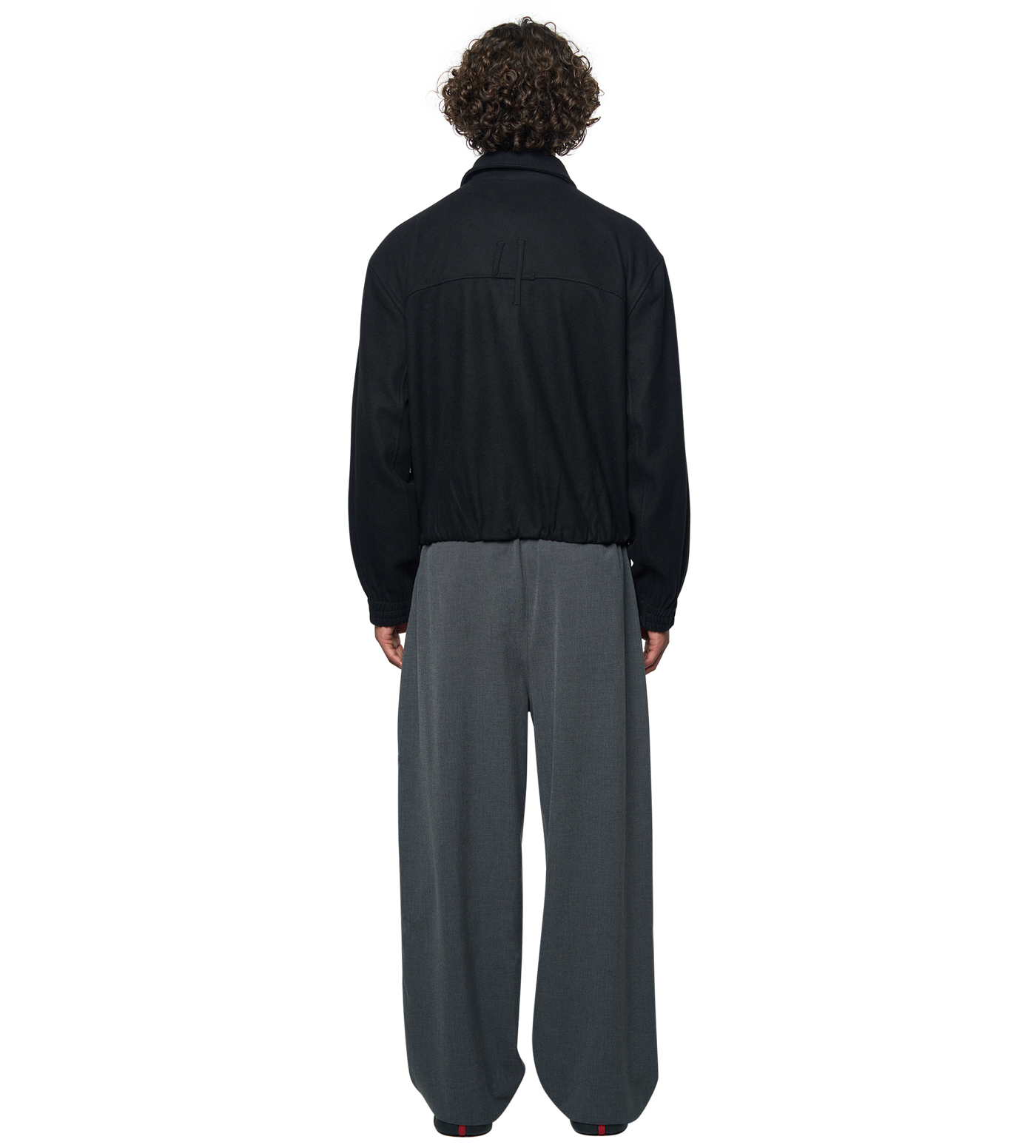 Logo Wool Square Jacket Black