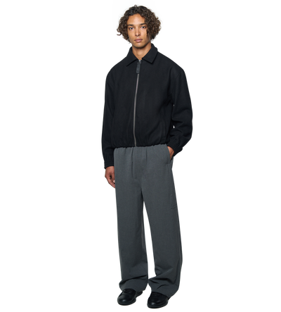 Logo Wool Square Jacket Black