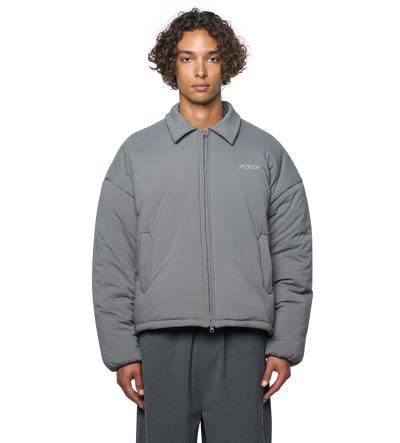 Circles Light Padded Nylon Shirt Jacket Dark Grey