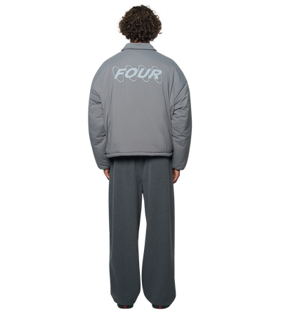 Circles Light Padded Nylon Shirt Jacket Dark Grey