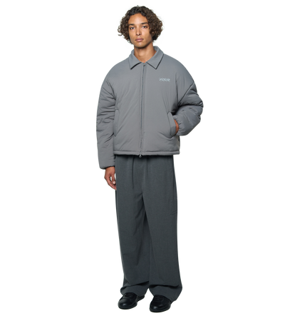 Circles Light Padded Nylon Shirt Jacket Dark Grey