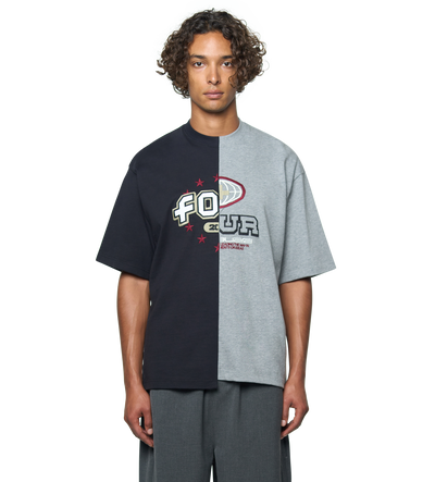 Split T-Shirt Black/ Grey Melange