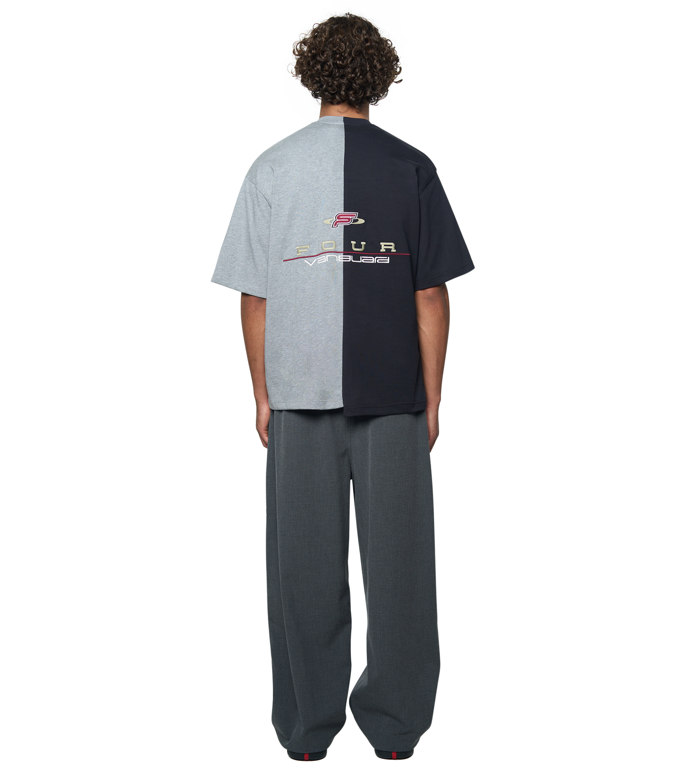 Split T-Shirt Black/ Grey Melange