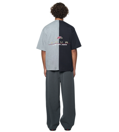 Split T-Shirt Black/ Grey Melange