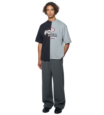 Split T-Shirt Black/ Grey Melange