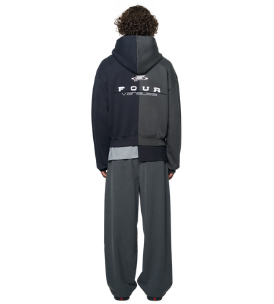 Split Zip Up Hoodie Black/ Raven