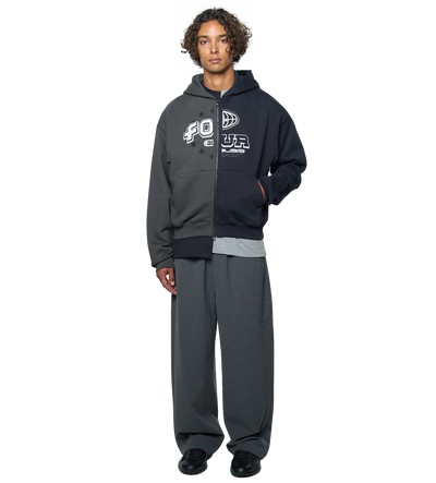 Split Zip Up Hoodie Black/ Raven