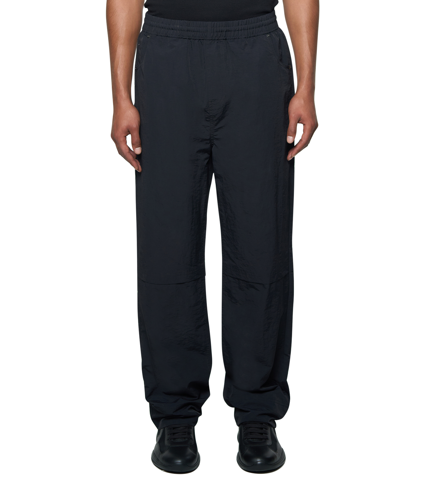 Square Logo Double Layered Pants Black