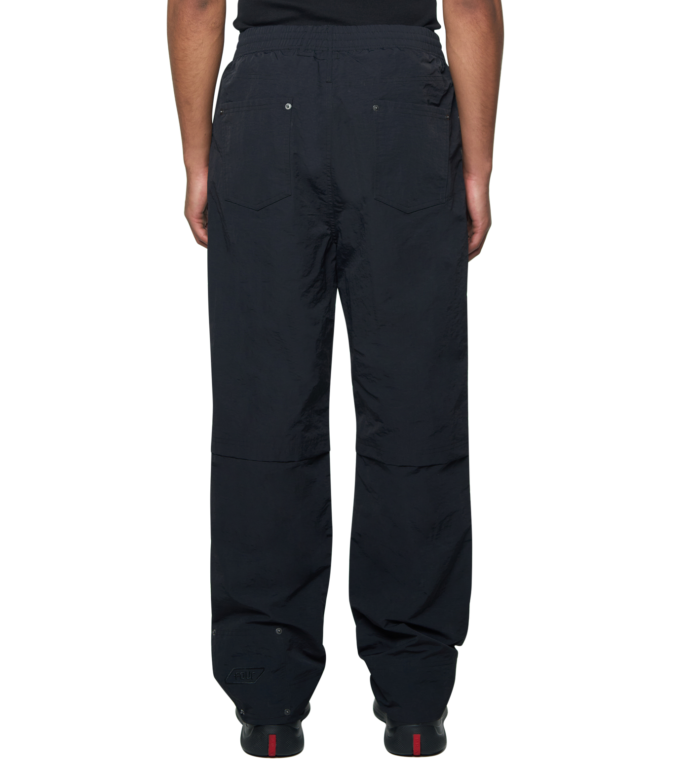 Square Logo Double Layered Pants Black