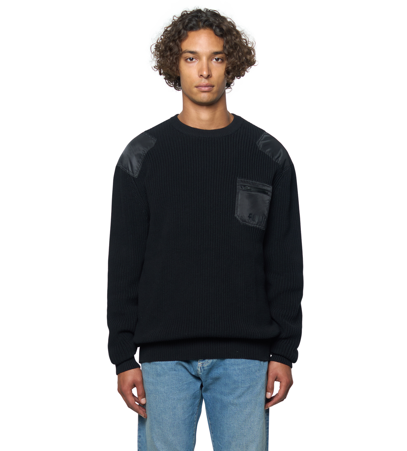 Logo Knitted Crewneck Nylon Black