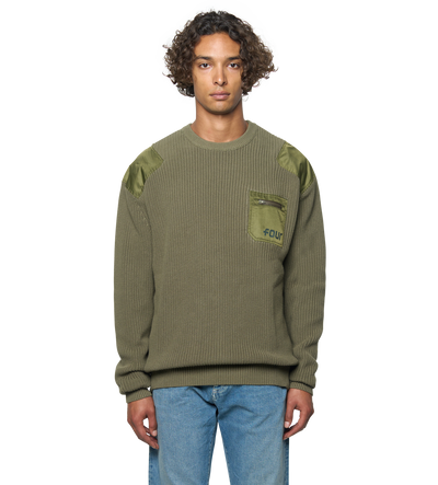 Logo Knitted Crewneck Nylon Moss Green