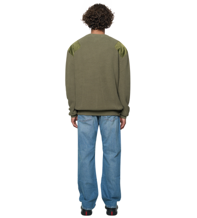 Logo Knitted Crewneck Nylon Moss Green